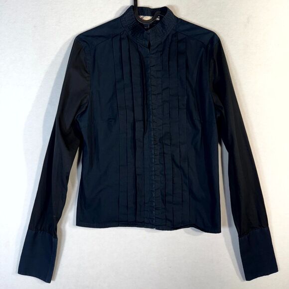 Burberry London Women's Dark Blue Button Up Shirt Made In‎ Italy Size 8 - Picture 1 of 13